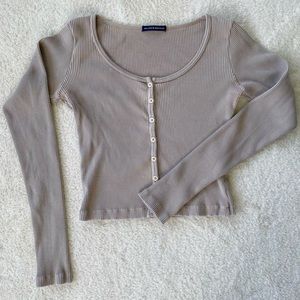 Brandy Melville Ribbed Long Sleeve Cardigan Shirt